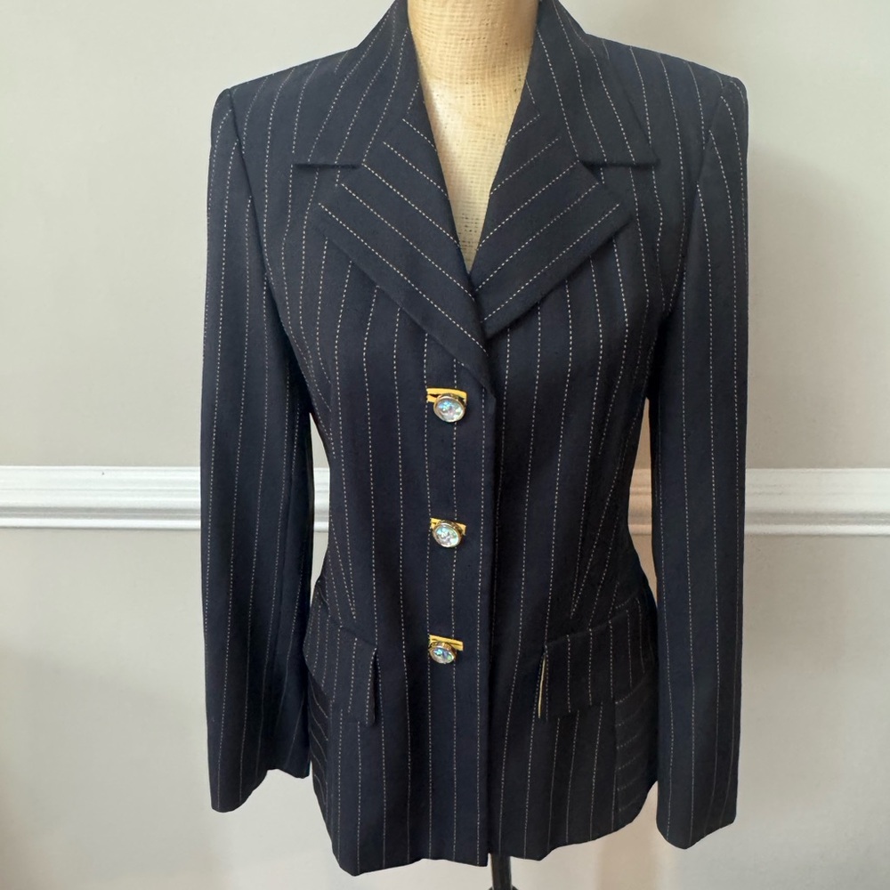 Escada Elegant Black Pinstripe Women's Blazer 36